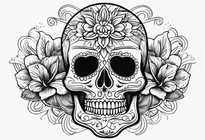 Mexican skull with smoke coming from the bottom tattoo idea