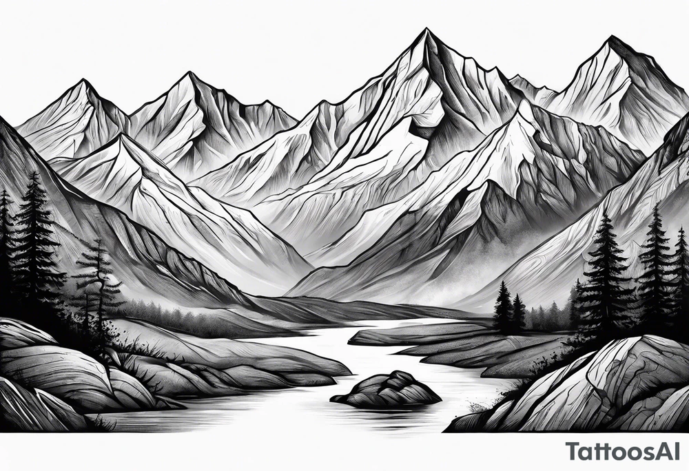 mountains explore adventure tattoo idea