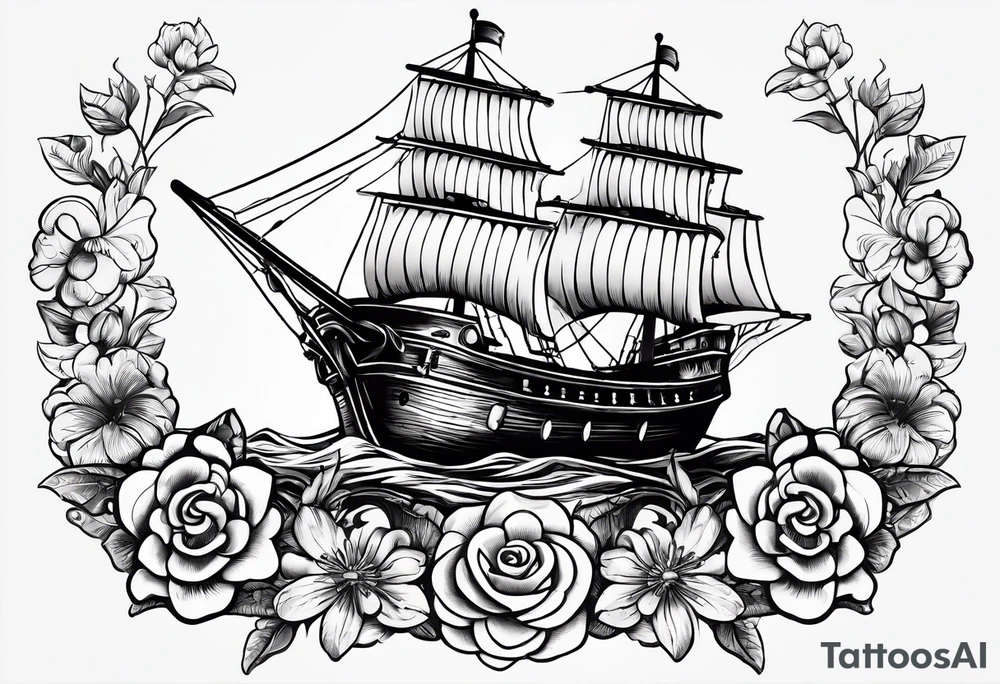 Text 12.12.23 and below this William, make a ship propeller and some thristle flowers in Old School style tattoo idea