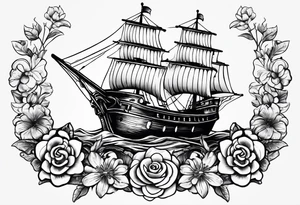 Text 12.12.23 and below this William, make a ship propeller and some thristle flowers in Old School style tattoo idea