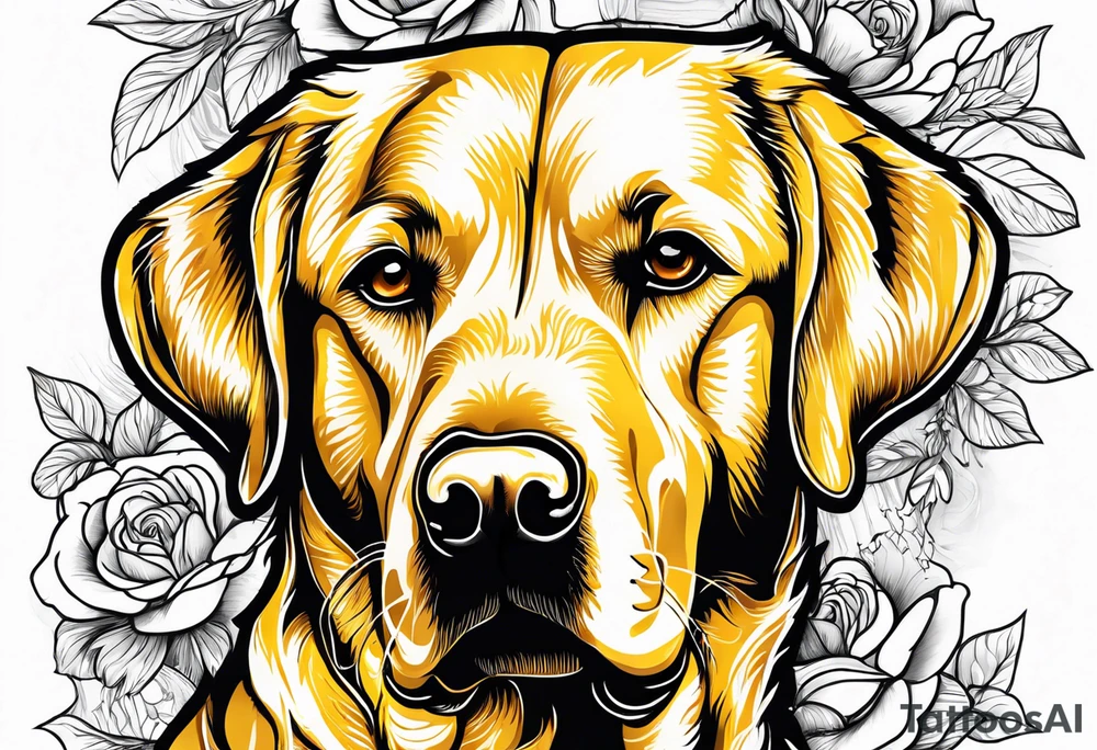 yellow Labrador retriever with a golden retriever tattoo idea