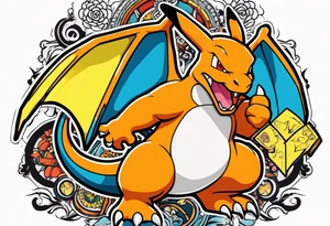 Charizard holding pikachu tattoo idea