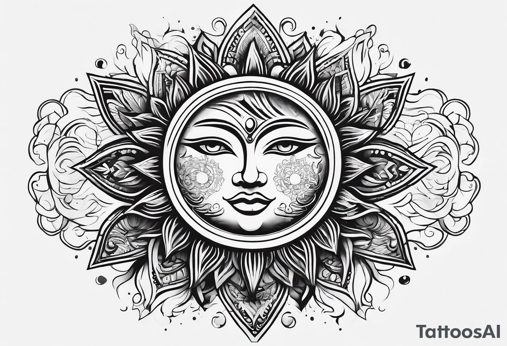 Negative space sun tattoo idea