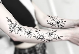 daffodils and holly flowers tattoo idea