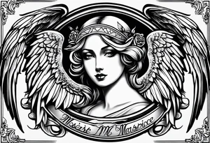 Rest in peace mom cross with angel wings tattoo idea