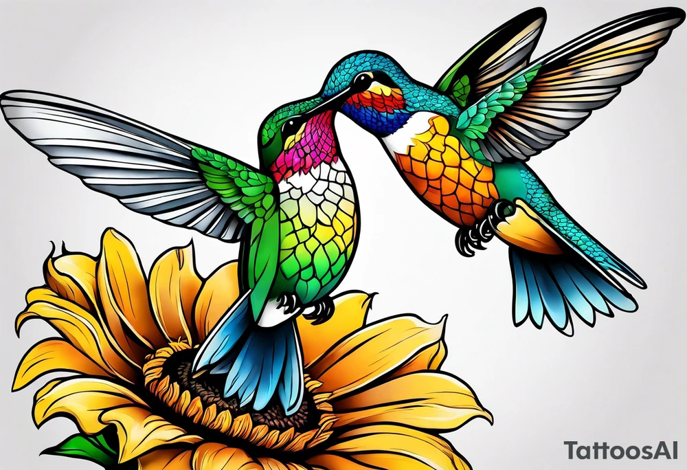 Hummingbird sunflower tattoo idea