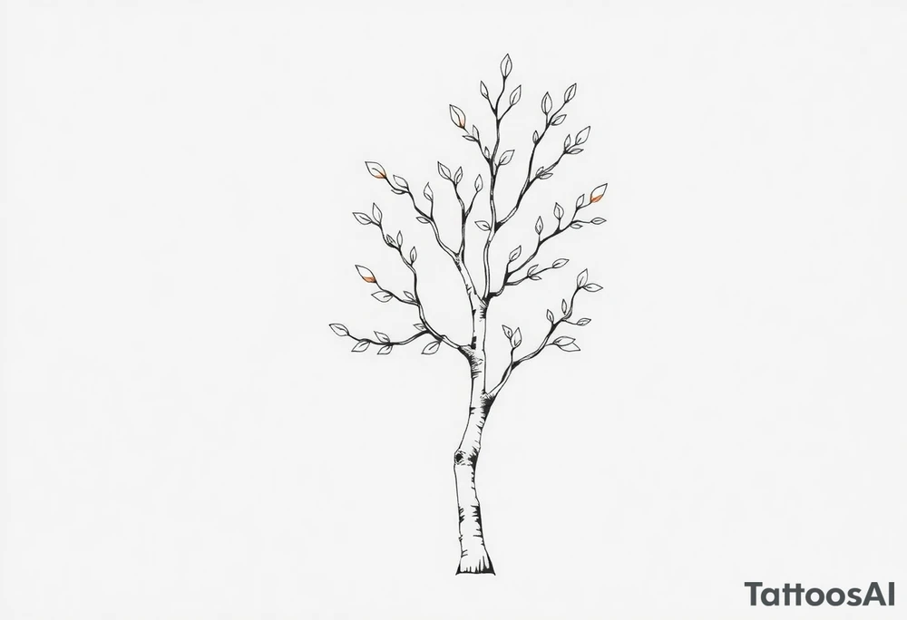 birch tree with light coloured leaves tattoo idea