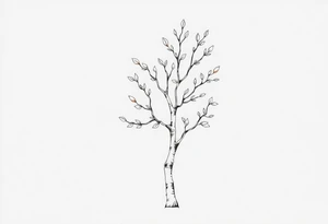 birch tree with light coloured leaves tattoo idea