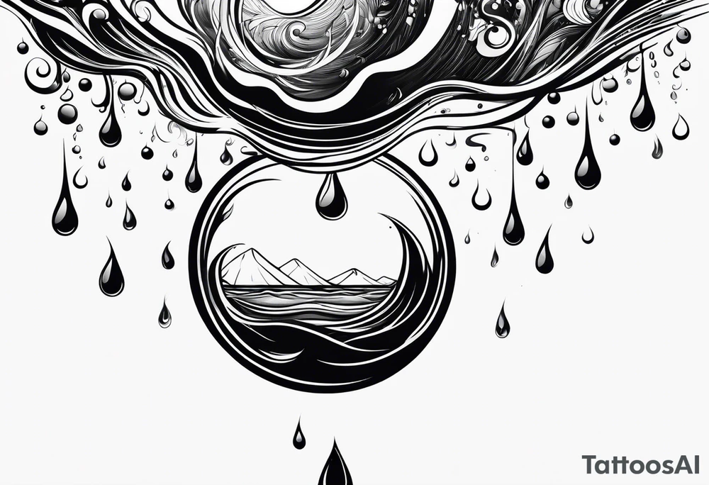 water drop falling into ocean tattoo idea
