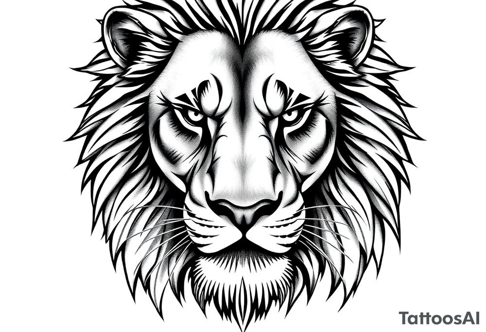 powerful majestic lion, close-up tattoo idea