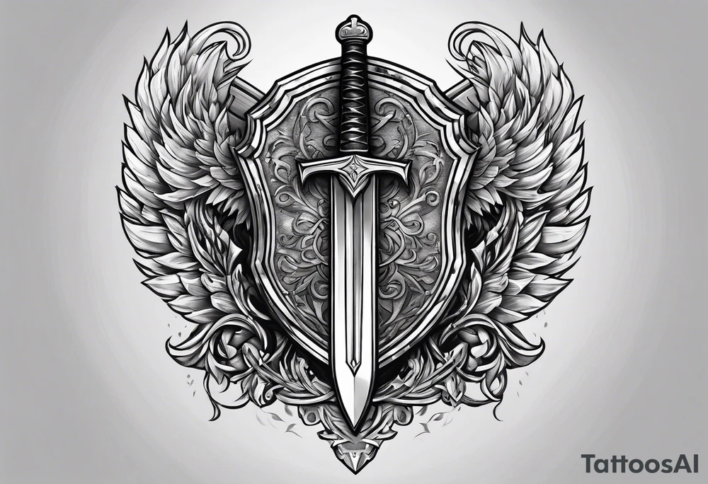 Valhalla sword shield banner tattoo idea