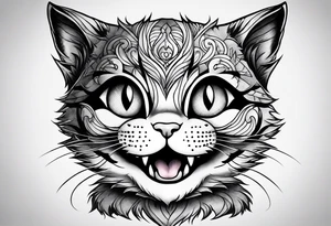 Cute Maine coon kitten dressed like Cheshire cat tattoo idea