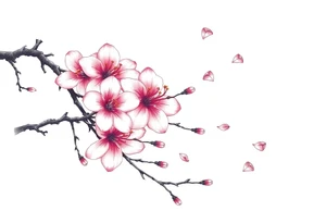 delicate cherry blossoms swirling in spring breeze with petals tattoo idea