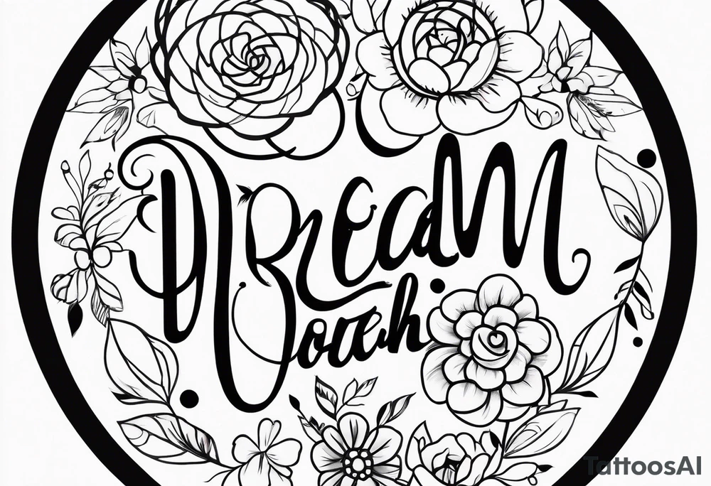 Dream catcher with hearts and flowers tattoo idea