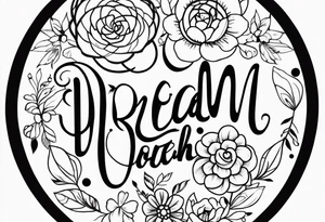 Dream catcher with hearts and flowers tattoo idea
