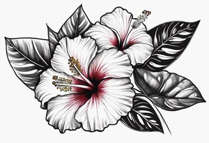 a hibiscus flower branch starting from wrist to shoulder, going around whole arm sleeve tattoo idea
