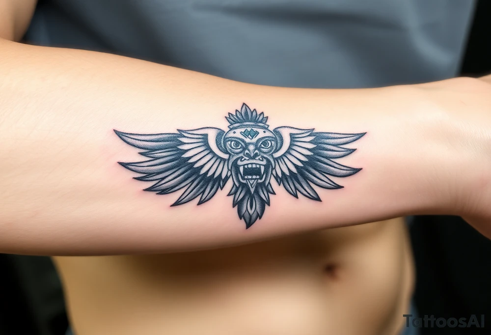 Dios Quetzalcóatl en piedra tattoo idea