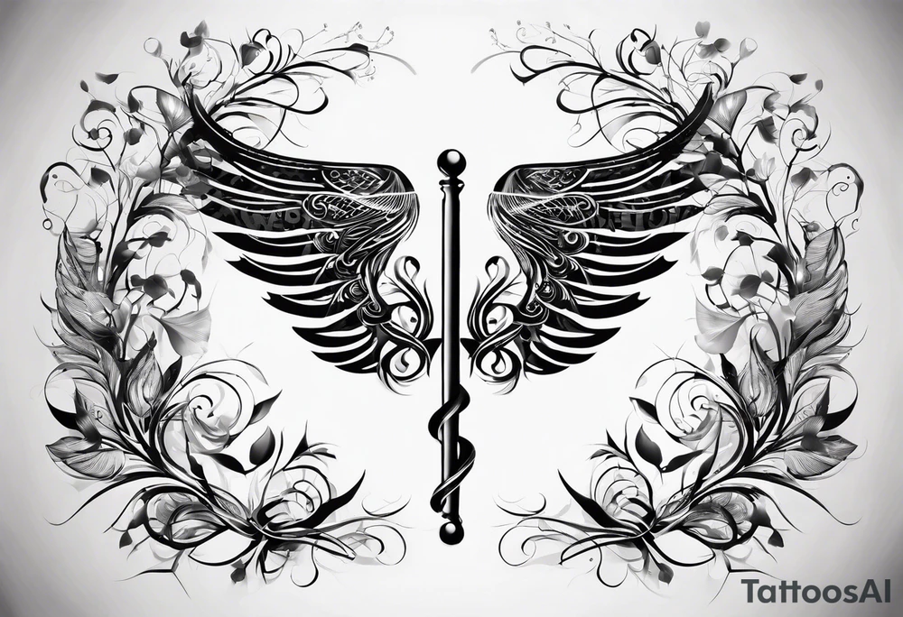 DNA helix made from root.
add leaf
angel wing tattoo idea