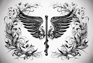 DNA helix made from root.
add leaf
angel wing tattoo idea
