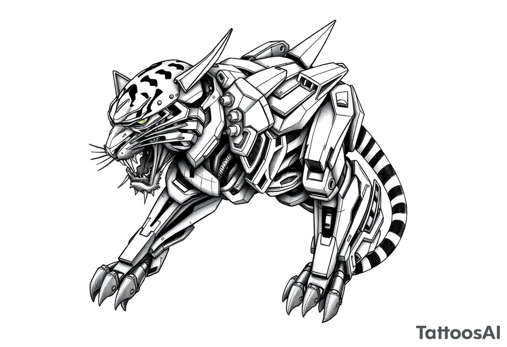 A giant mech gundam tiger tattoo idea