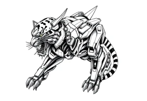 A giant mech gundam tiger tattoo idea