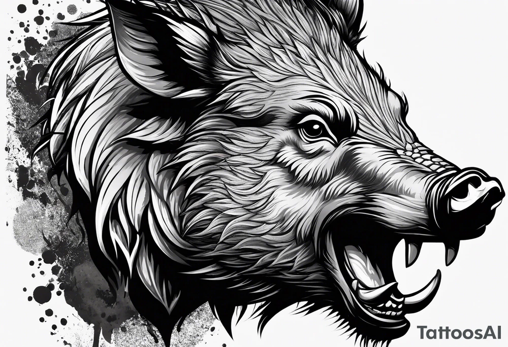 face angry boar tattoo idea