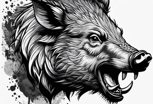 face angry boar tattoo idea