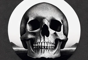 I want to make the picture simple, without too many gorgeous backgrounds, just a skull looking at the hazy fog in the sky, and the skull should give the feeling of trypophobia. tattoo idea
