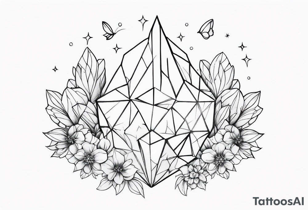 Crystal cluster with fairies tattoo idea