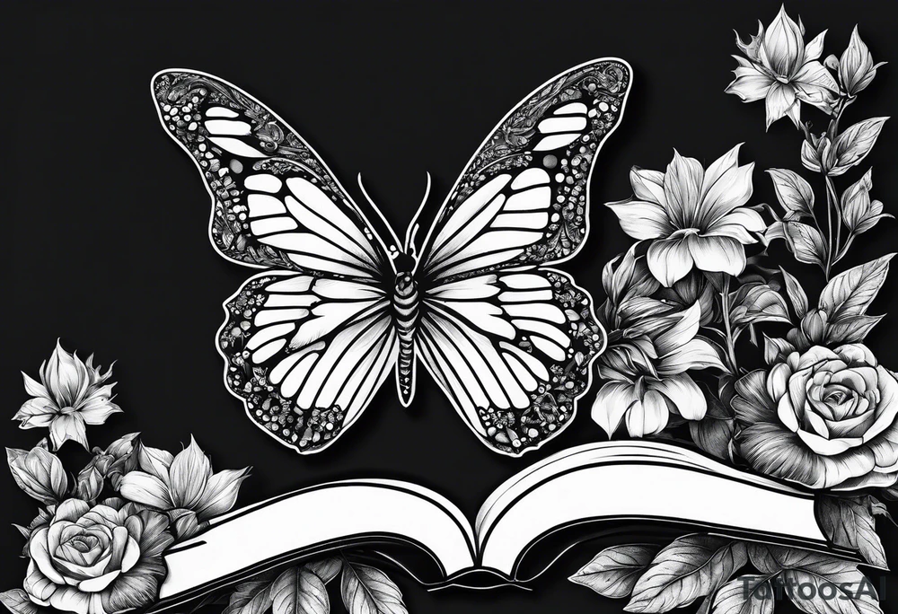 Butterfly smoking weed, reading a book, playing guitar tattoo idea