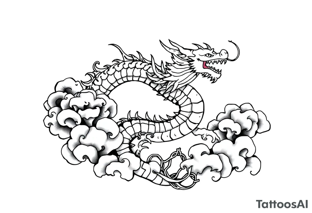 dragon in clouds tattoo idea