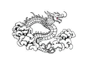 dragon in clouds tattoo idea