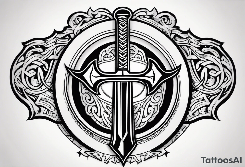 Valhalla sheild sword tattoo idea