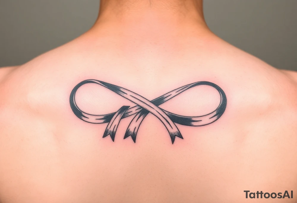 an infinity symbol with 5 colors of ribbons 3 march, 1 october, and 1 july tattoo idea