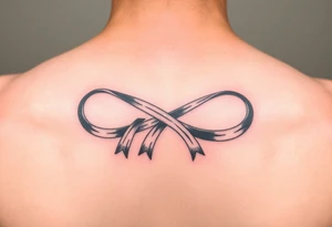 an infinity symbol with 5 colors of ribbons 3 march, 1 october, and 1 july tattoo idea