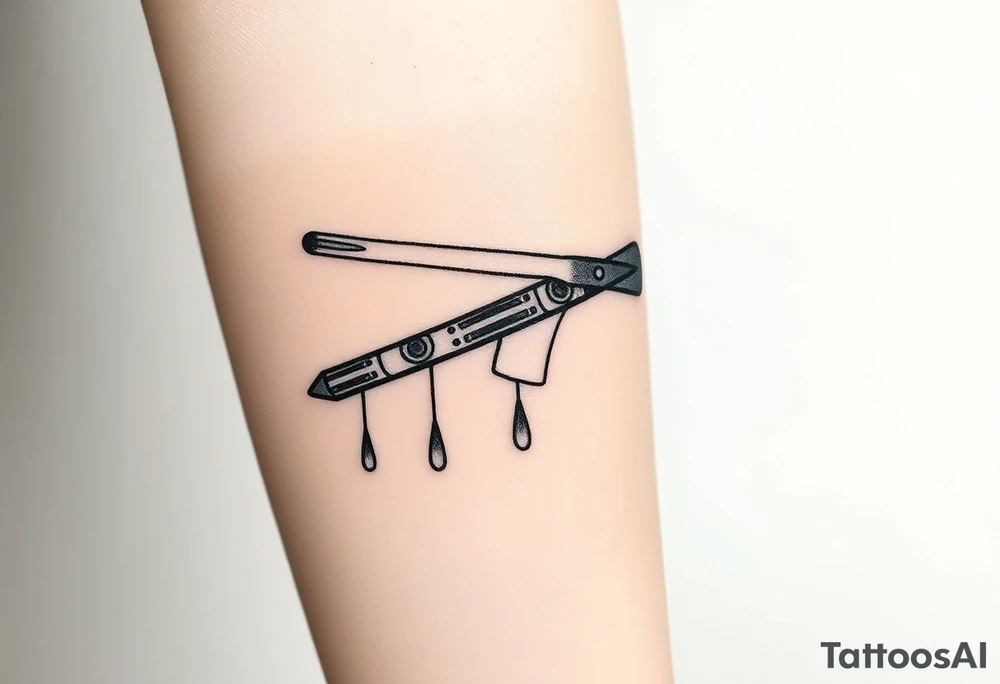 Barber pole  Razor with raining  money tattoo idea