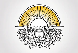 sunshine with rays

old school vintage simple traditional design with vintage flowers surrounding
bold color simple tattoo idea