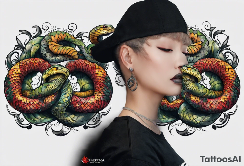 Three headed snake arm sleeve tattoo idea