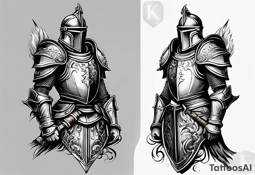 knight in heavy armor full body tattoo idea