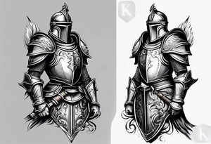 knight in heavy armor full body tattoo idea