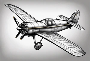 sketch of adventure plane in perspective from the above tattoo idea