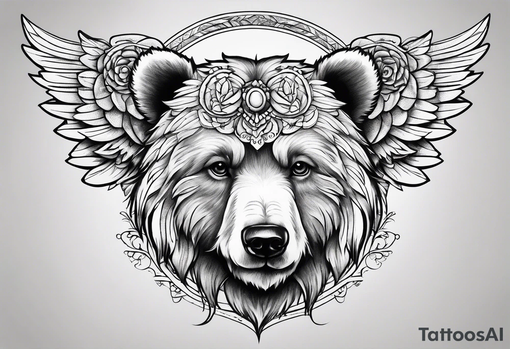 Teddy bear with angel wings tattoo idea