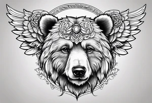 Teddy bear with angel wings tattoo idea