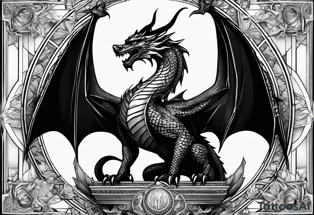 Dragon roman empire structures tattoo idea