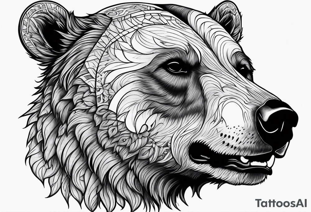 skeleton bears head gothic tattoo idea
