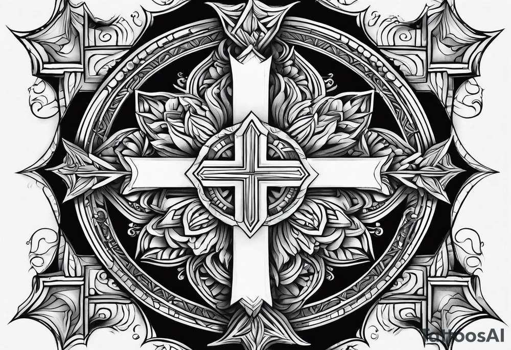 Humble wisdom caring cross detailed tattoo idea
