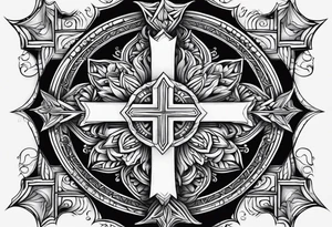 Humble wisdom caring cross detailed tattoo idea