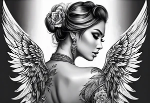 Full back tattoo wings drawing tattoo idea