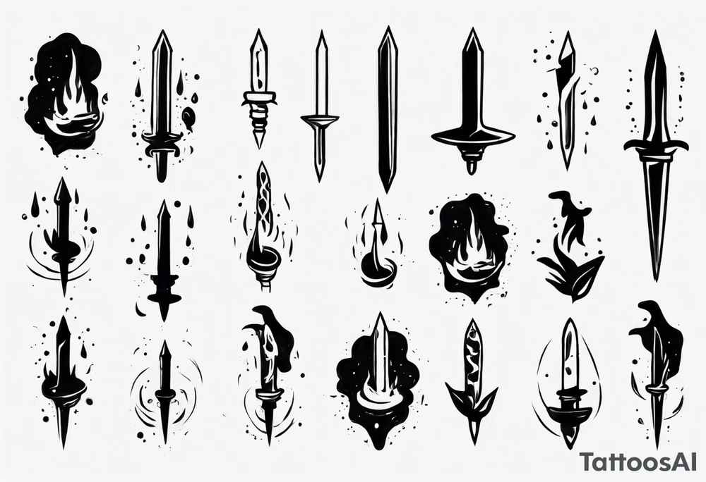 Dagger falling in a puddle tattoo idea