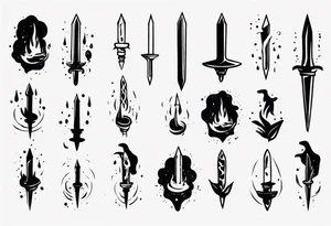 Dagger falling in a puddle tattoo idea